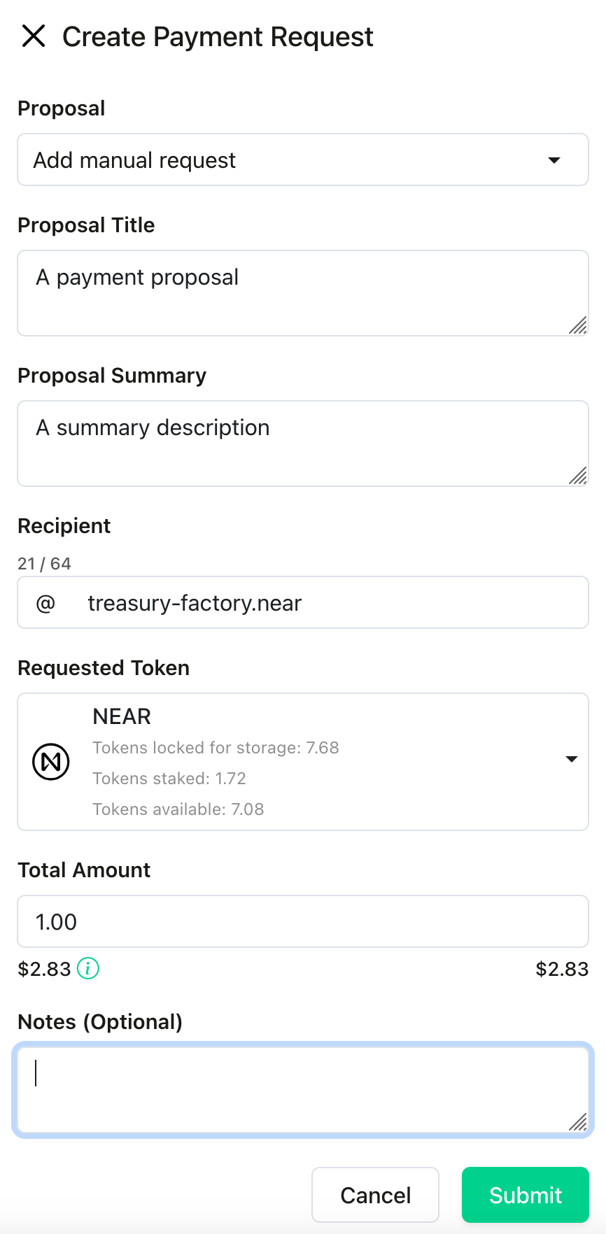 Create payment request