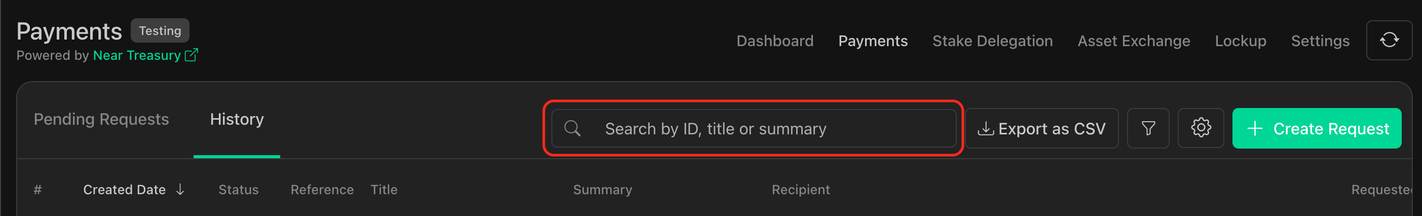 Search payment requests