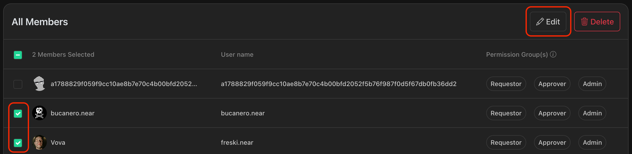 edit members