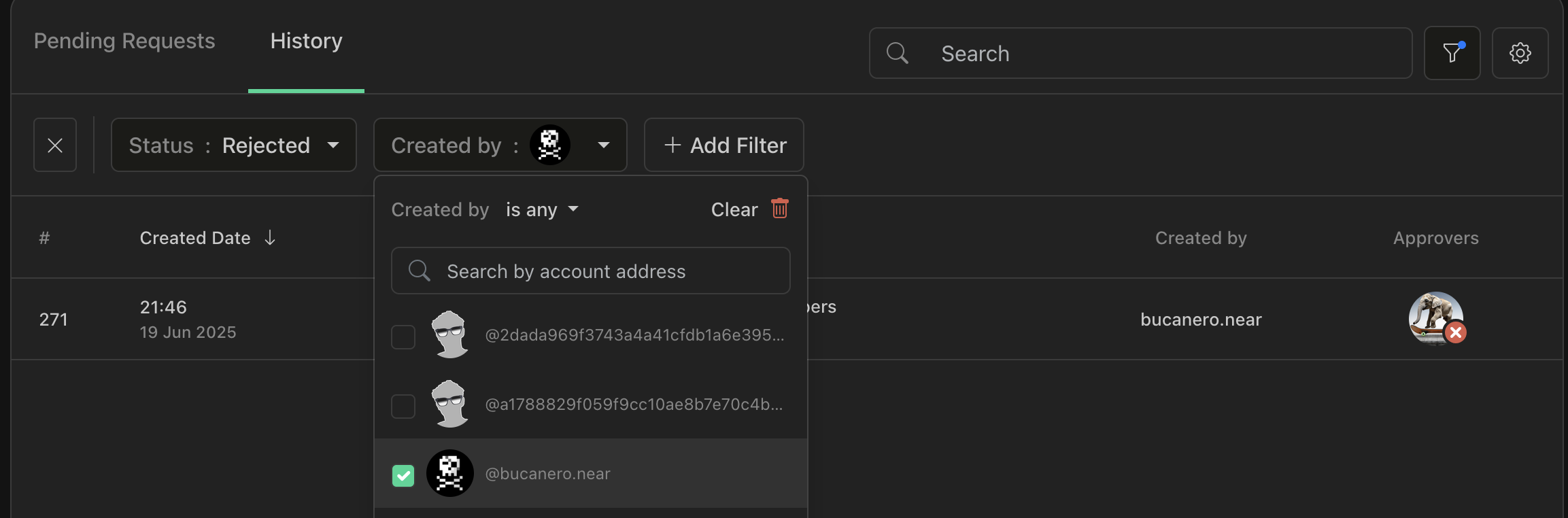 Apply payment filter